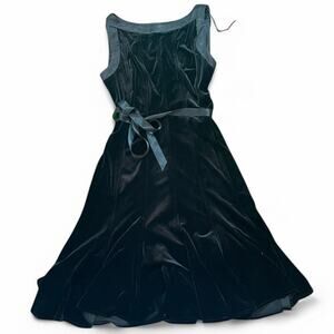 Vintage Y2K Sandra Darren Size 10 Velvet Midi Dress Formal Whimsygoth Grunge